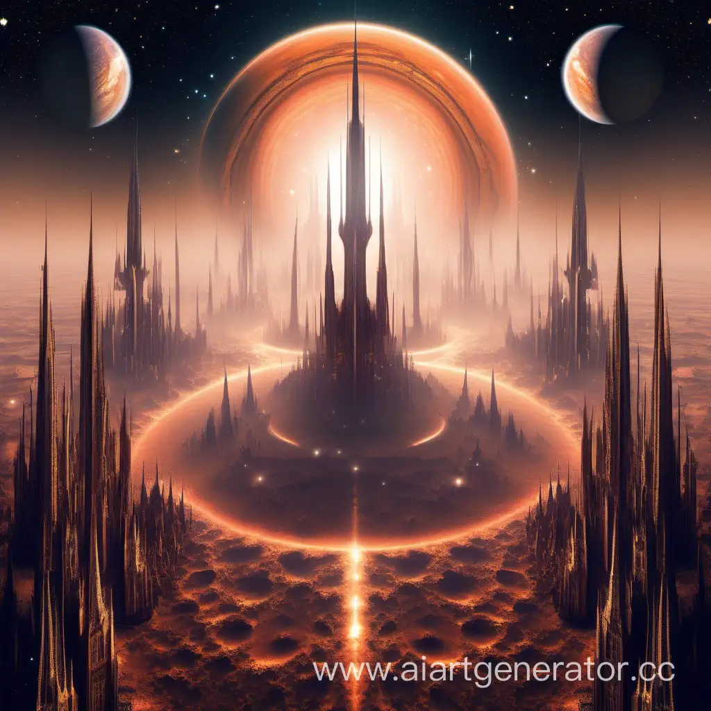 Enchanting-Planet-with-Majestic-Spires-A-Mesmerizing-Celestial-Landscape