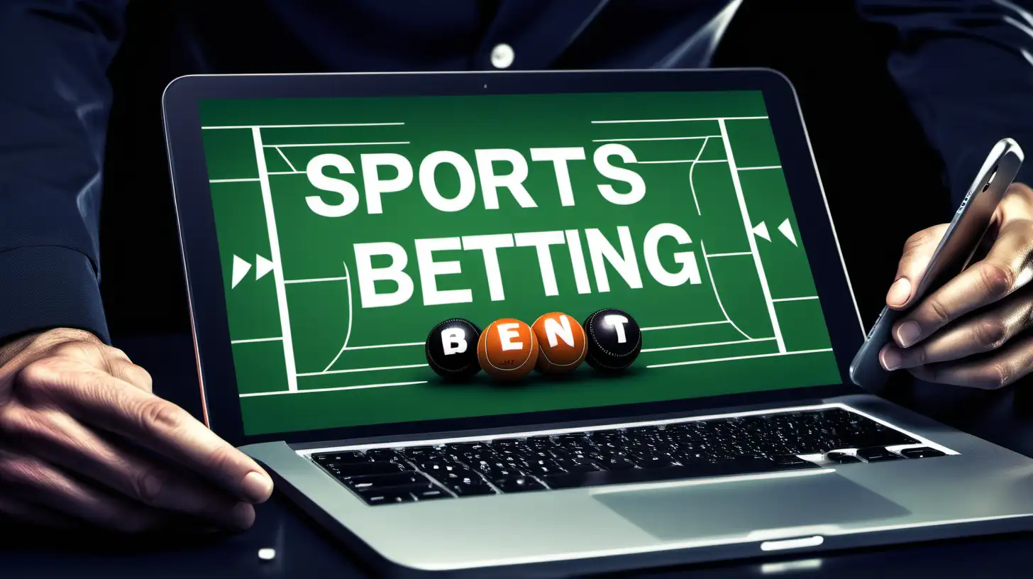 as a marketing person (marketer) for online sports betting, random or random illustration image, playing or betting on online sports betting, using a gadget or smartphone, with the words "sports betting" on the device screen :: with a happy or sad expression, on the spot appropriate and relevant to the subject niche, good images accompanied by appropriate facts. cinematic or creative, detailed & 8K.