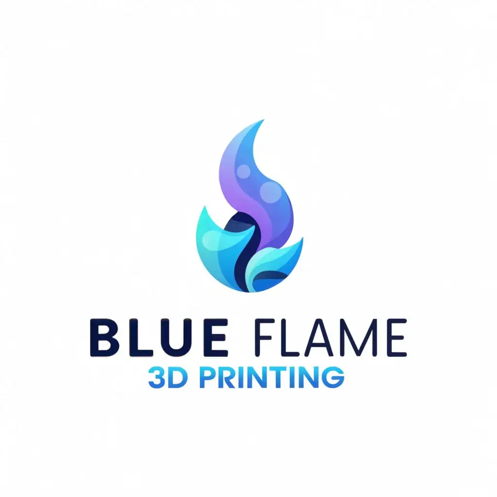 a logo design,with the text "Blue Flame 3D Printing", main symbol:Blue Flame,Moderate,be used in Technology industry,clear background