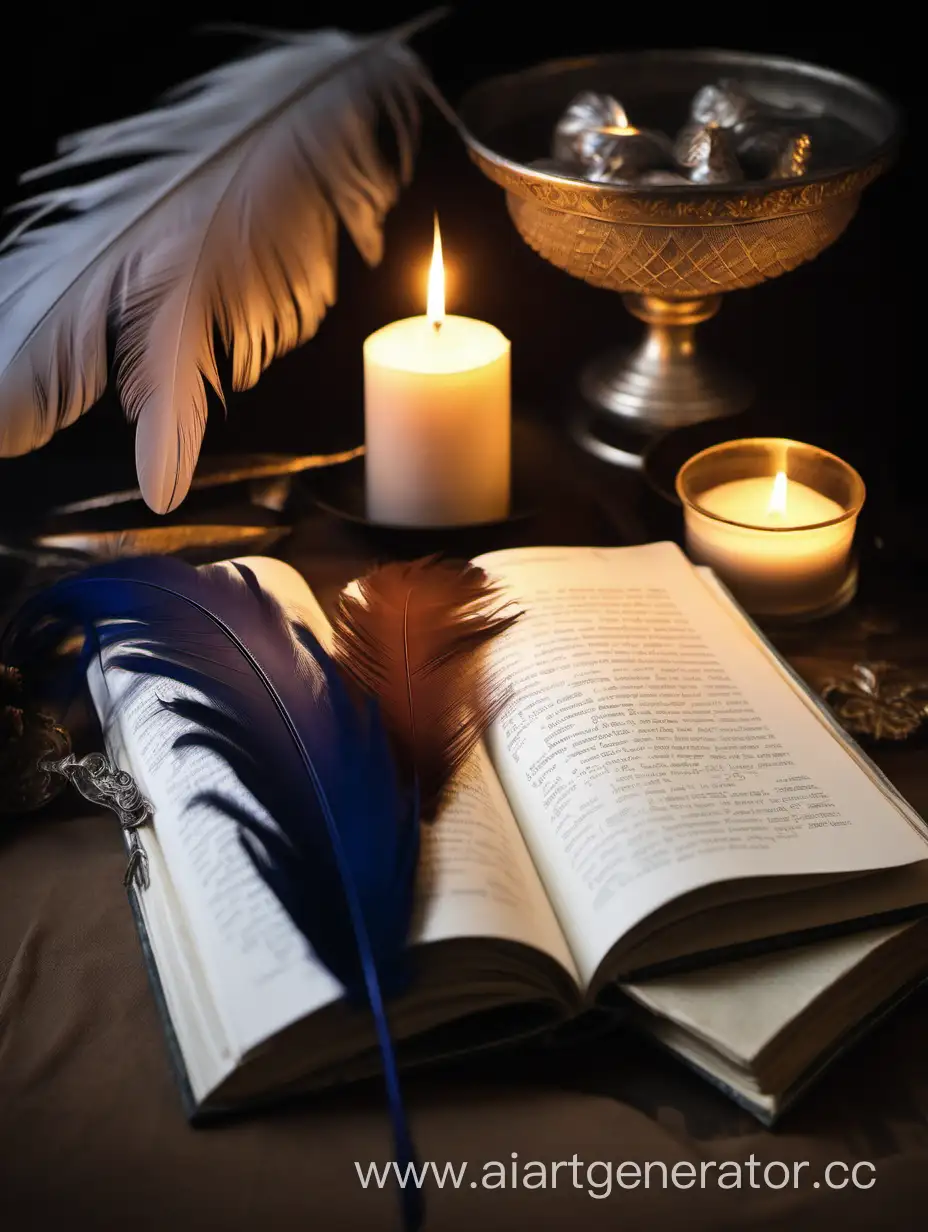 Tabletop-Composition-with-Books-Feather-and-Candle