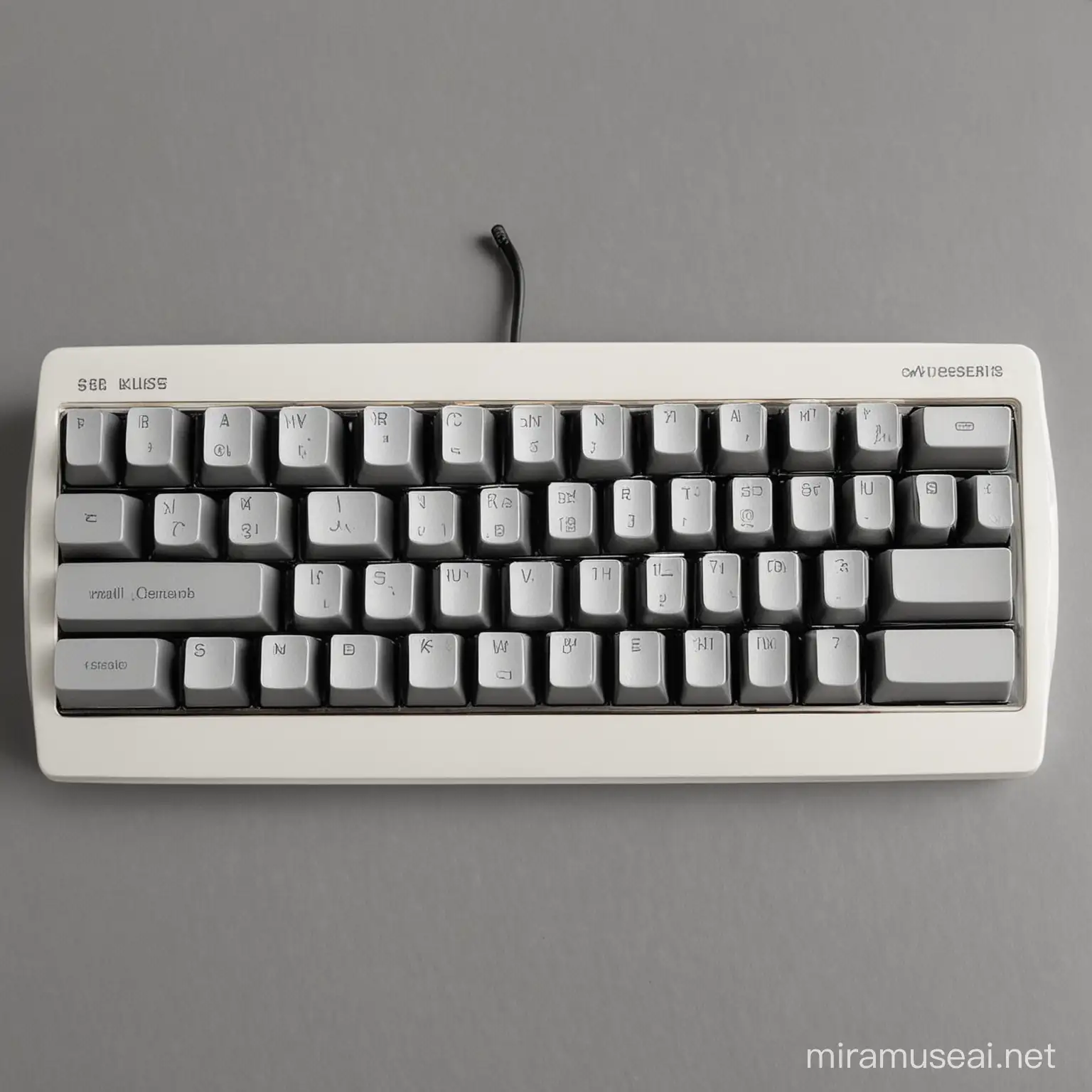 Miniature Keyboard on Wooden Desk with Soft Lighting
