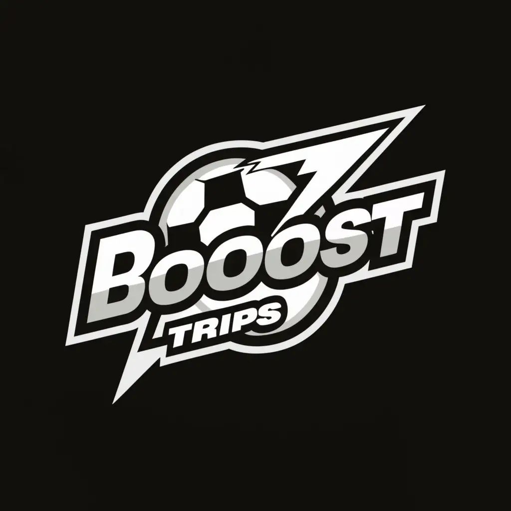 LOGO-Design-for-Boost-Sports-Trips-Bold-Black-and-White-Theme-with-Athletic-Boots-and-Dynamic-Typography