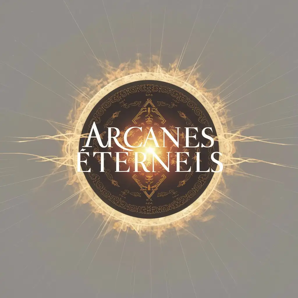 Arcanes ternels Logo with Mystical Ornaments and Esoteric Symbols on White Background