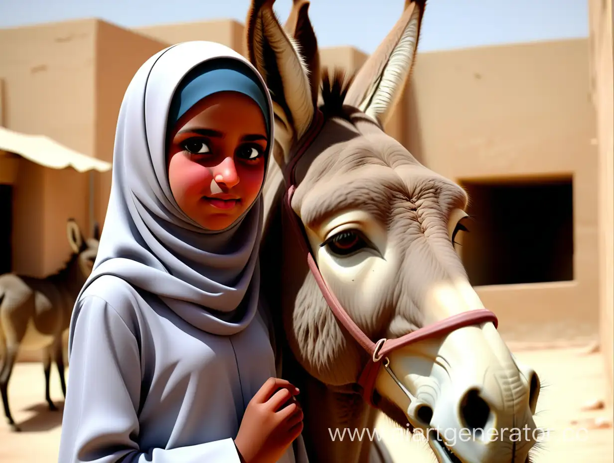 Veiled-Muslim-Girl-Riding-a-Donkey