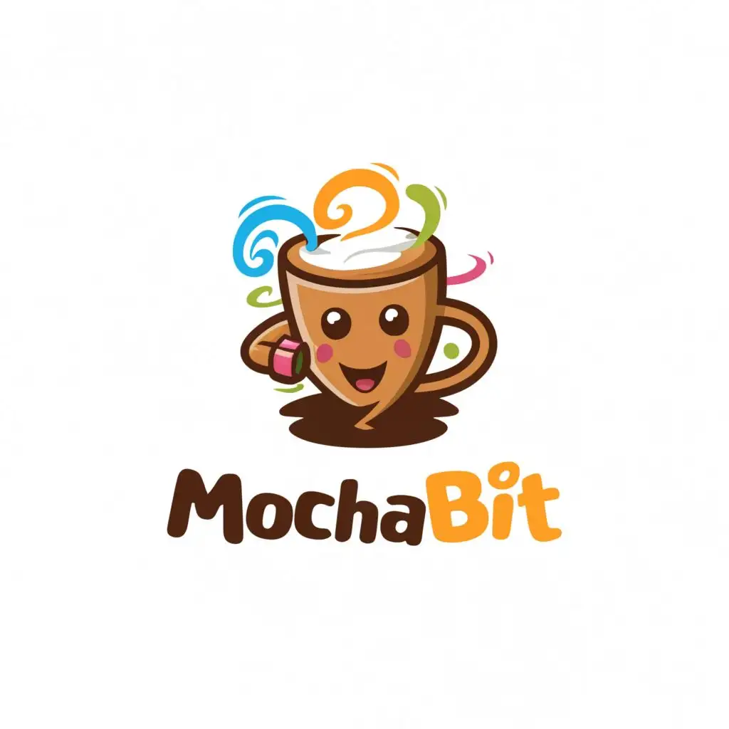 a logo design,with the text "MochaBit", main symbol:The logo is a mobile game company, the logo must have a coffee / mocha cup,Moderate,be used in Entertainment industry,clear background