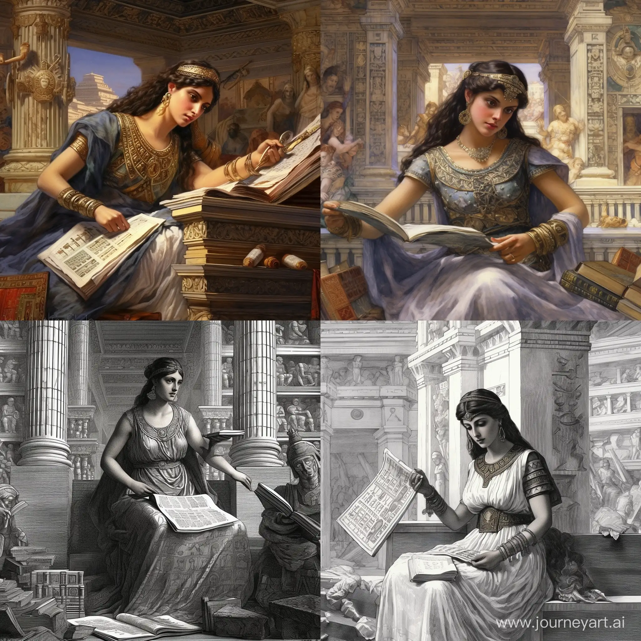 Cleopatra-in-the-Library-of-Alexandria-Ptolemaic-Dynasty-Intellect