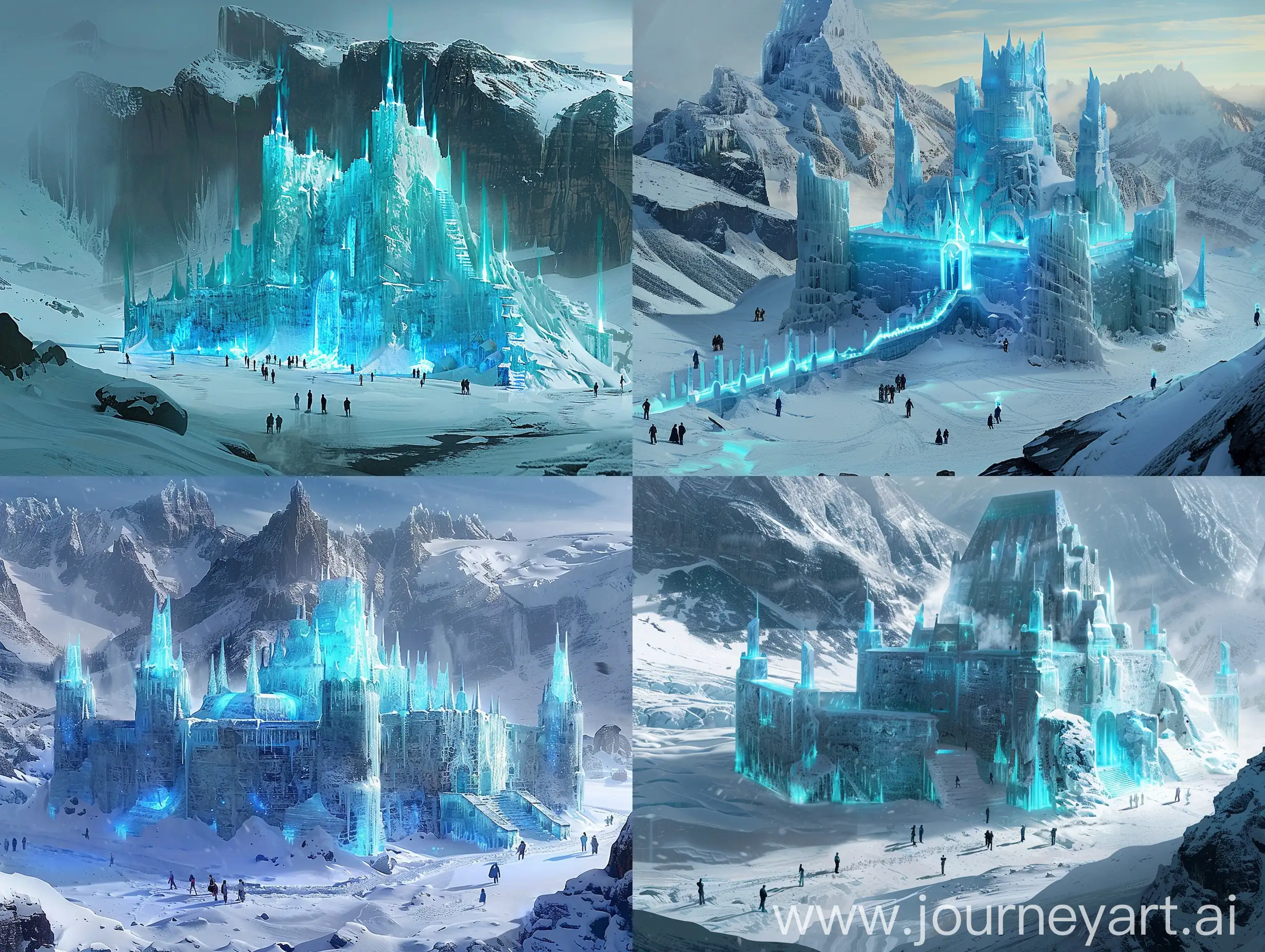 Majestic-Ice-Castle-Amid-Snowy-Mountain-Wonderland