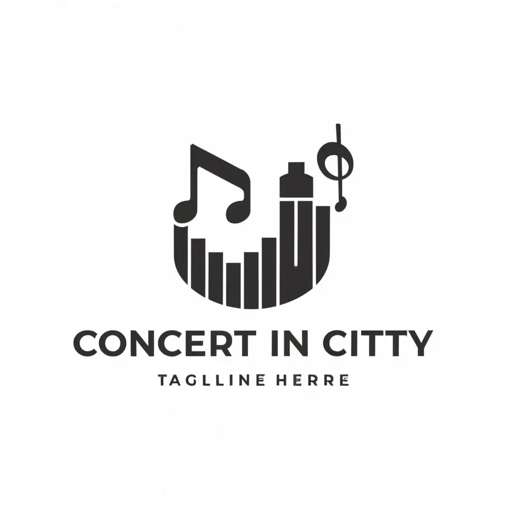 a logo design,with the text "concert in city", main symbol:logo,Minimalistic,be used in Events industry,clear background