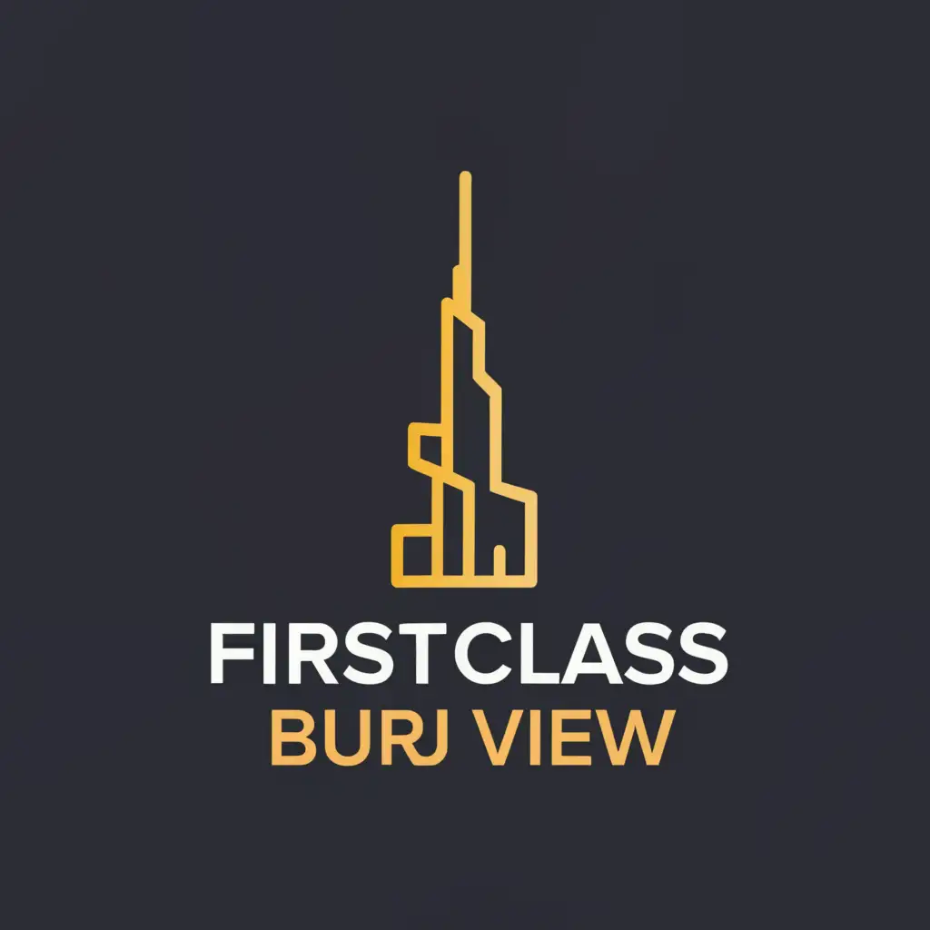 a logo design,with the text "First Class
Burj View", main symbol:Burj Khalifa,Moderate,be used in Real Estate industry,clear background