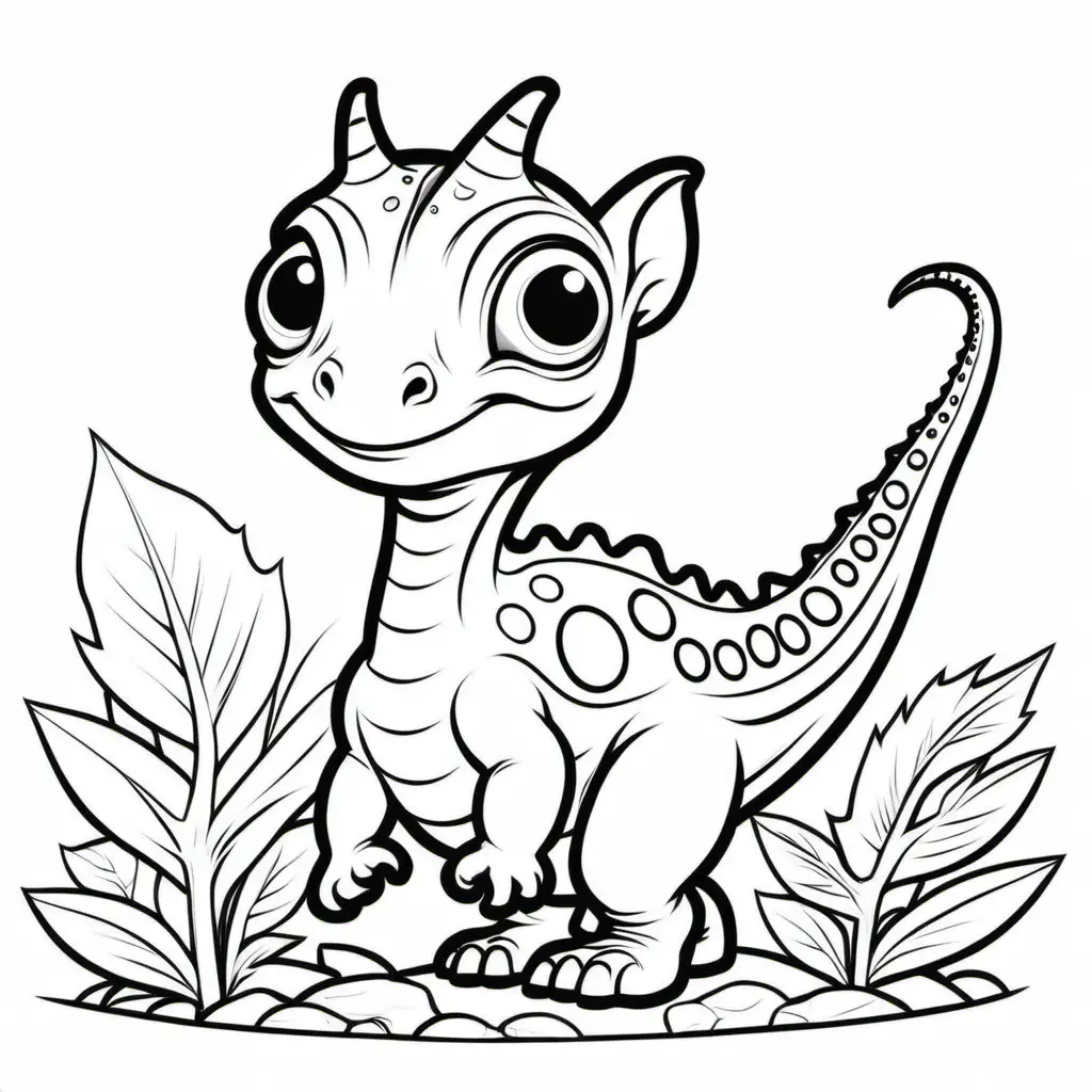 ANIMATED LITTLE  Augustynolophus, COLORING BOOK ,  BLACK AND WHITE