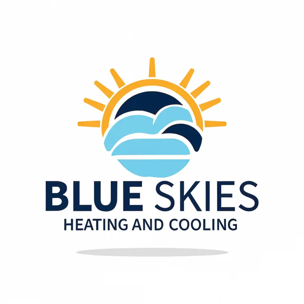 a logo design,with the text "Blue Skies Service Heating and Cooling", main symbol:Blue skies,complex,be used in Technology industry,clear background