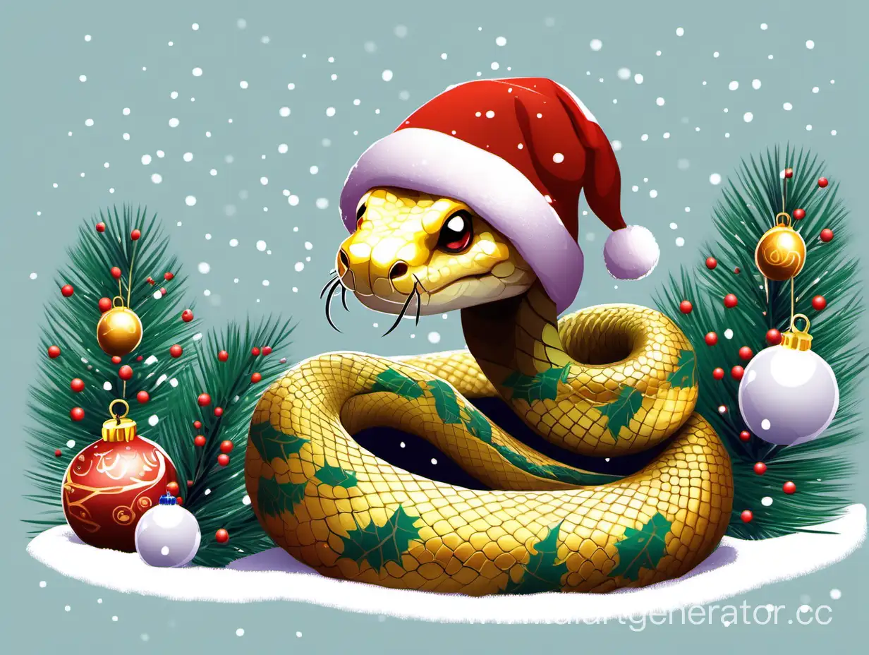 Cheerful-Christmas-Snake-Surrounded-by-Festive-Decor