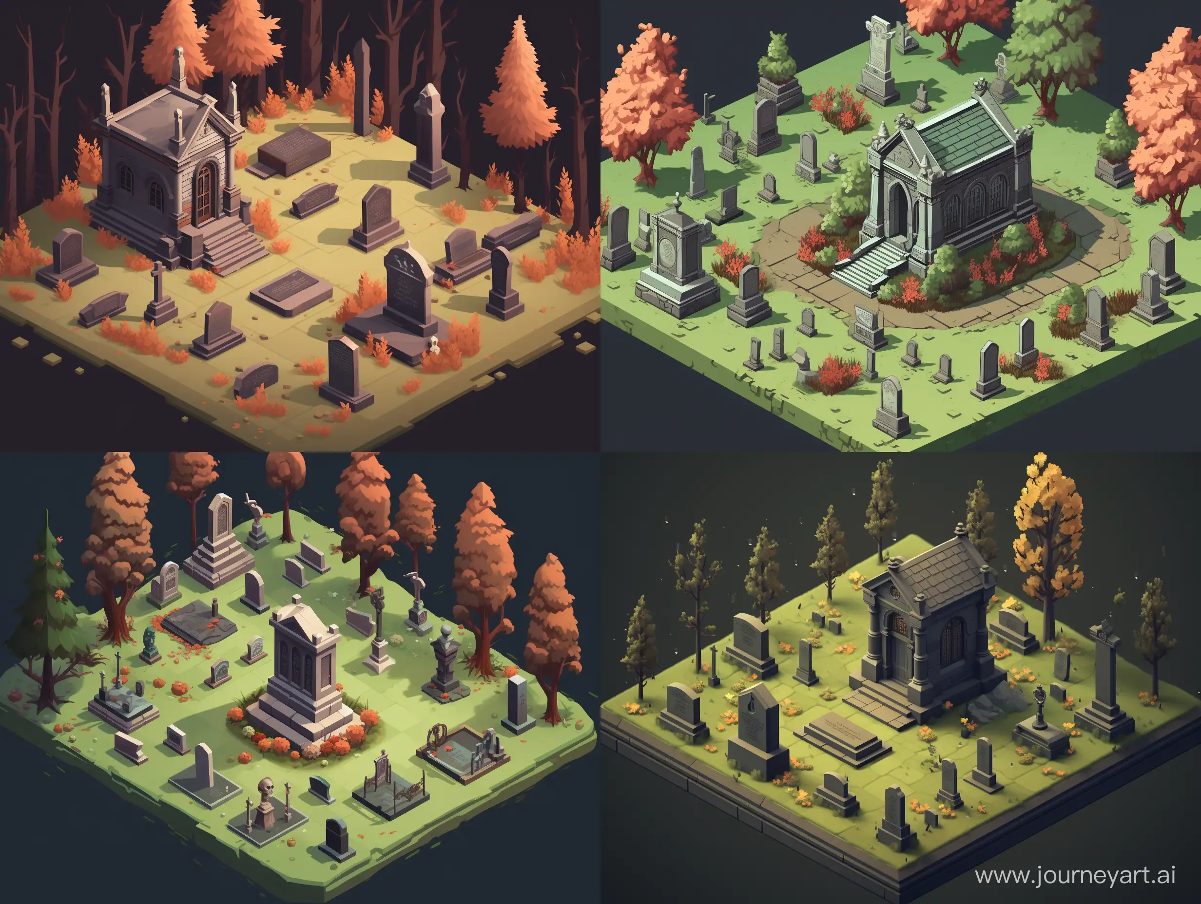 Casual-Isometric-Cemetery-Scene-with-Mourners-and-Nature-AR-43-Image