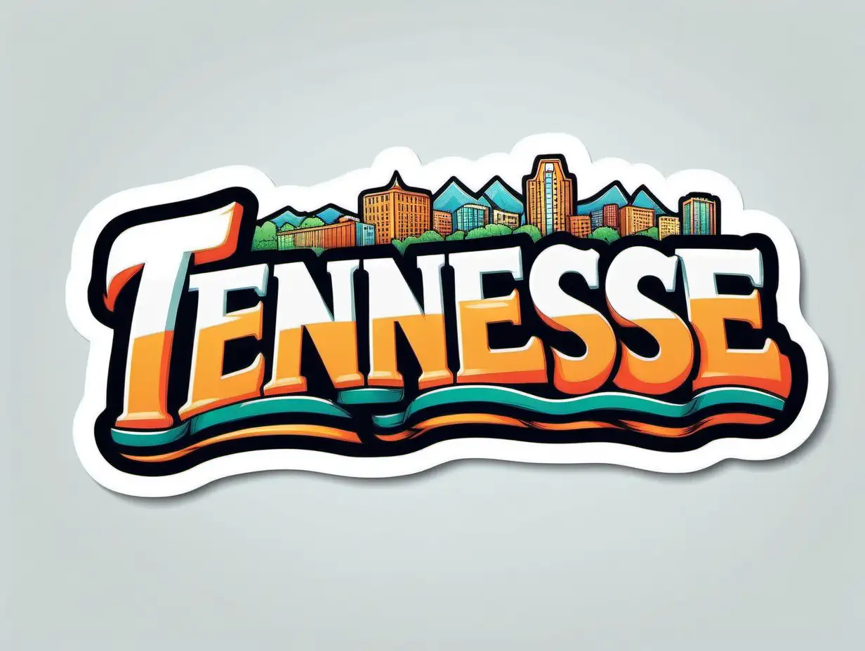 Cheerful Tennesse Name Sticker Concept Art on White Background