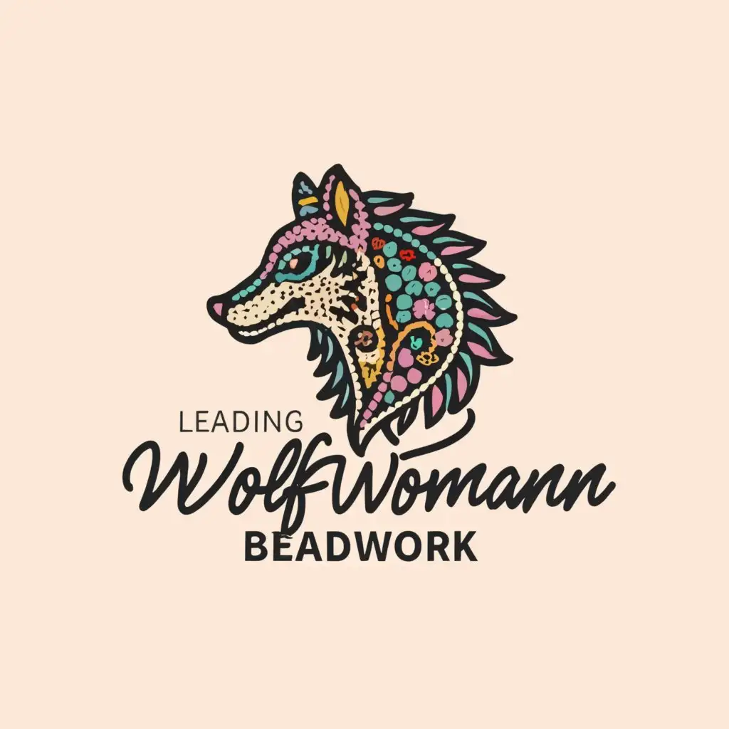 LOGO-Design-for-Leading-Wolfwoman-Beadwork-Elegant-Bead-Art-Symbolizing-Craftsmanship-and-Cultural-Heritage-with-a-Modern-Retail-Touch