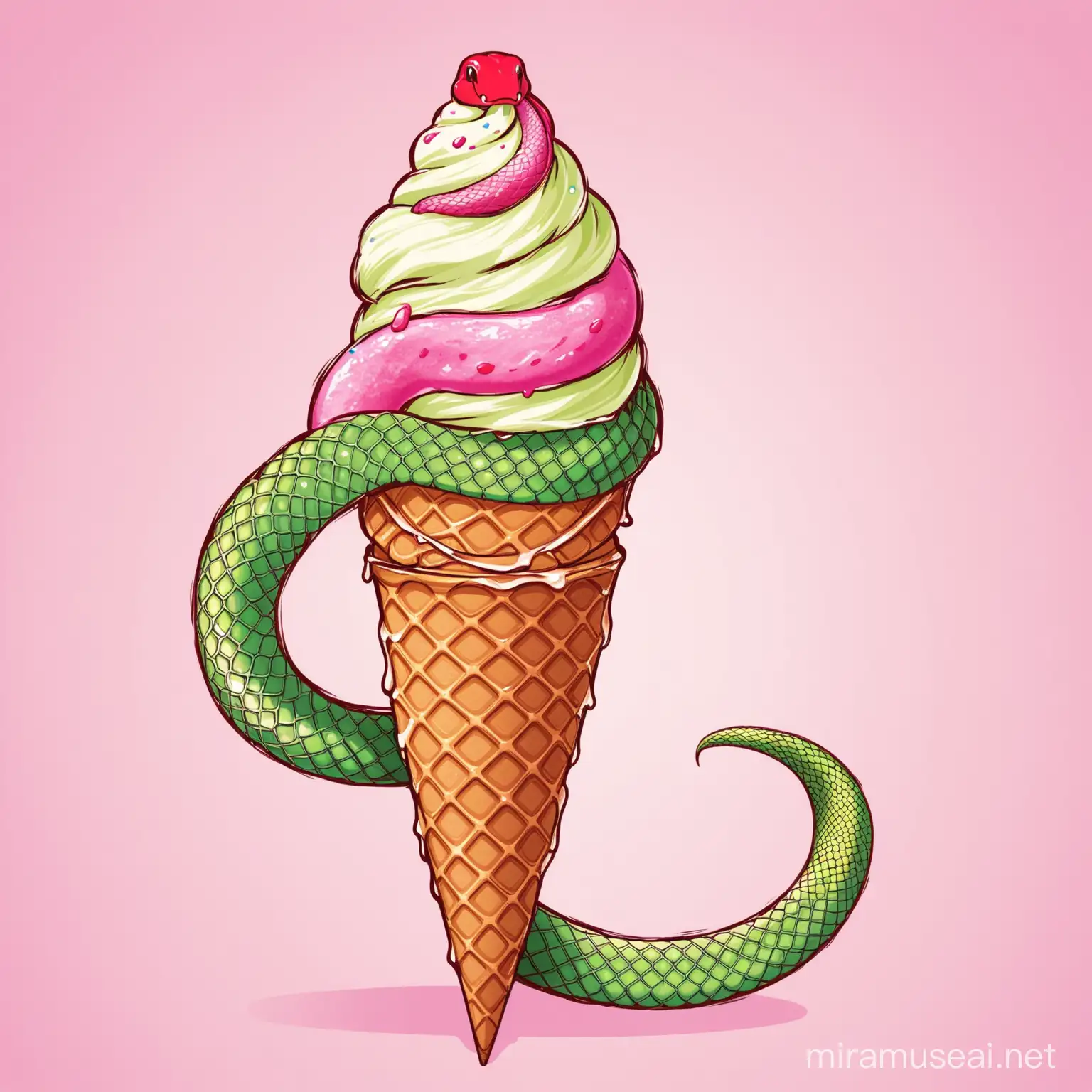 Playful Snake Pretending to be an Ice Cream Cone