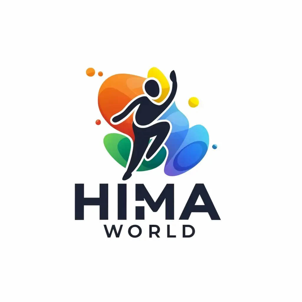 a logo design,with the text "hima world", main symbol:logo named hima world  for brand kids gams ,complex,clear background
