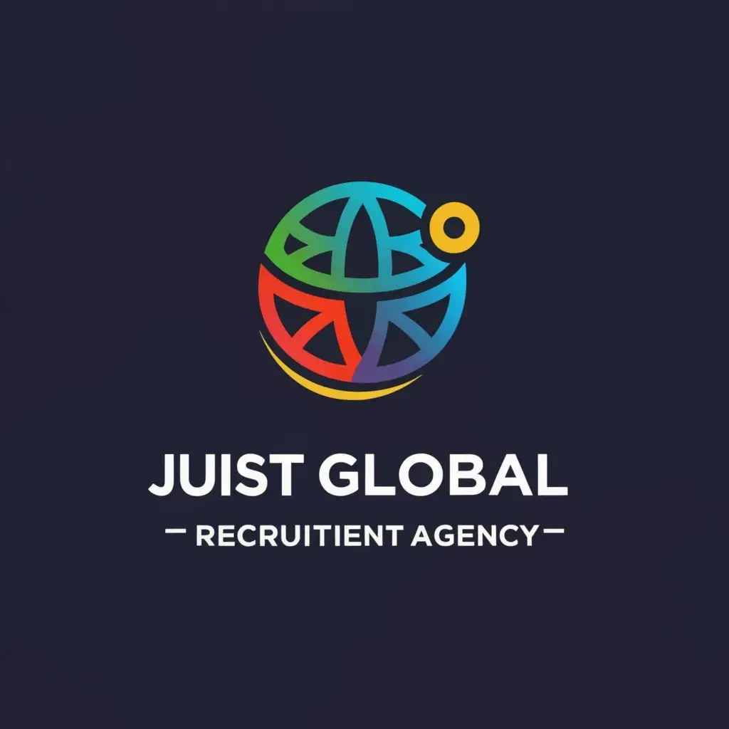 a logo design,with the text "just global recruitment agency", main symbol:Globe,complex,clear background