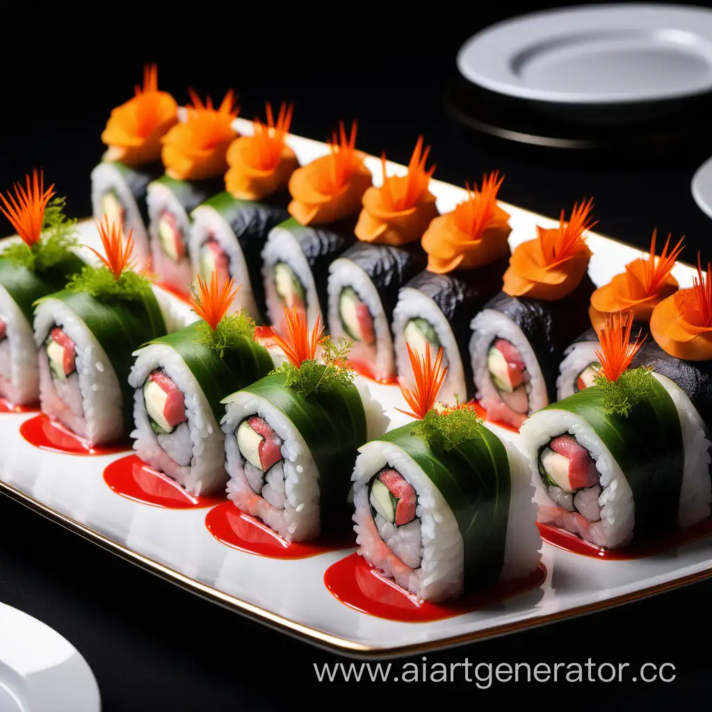 Exquisite-Sushi-Rolls-with-Elegant-Presentation-Fine-Dining-Experience