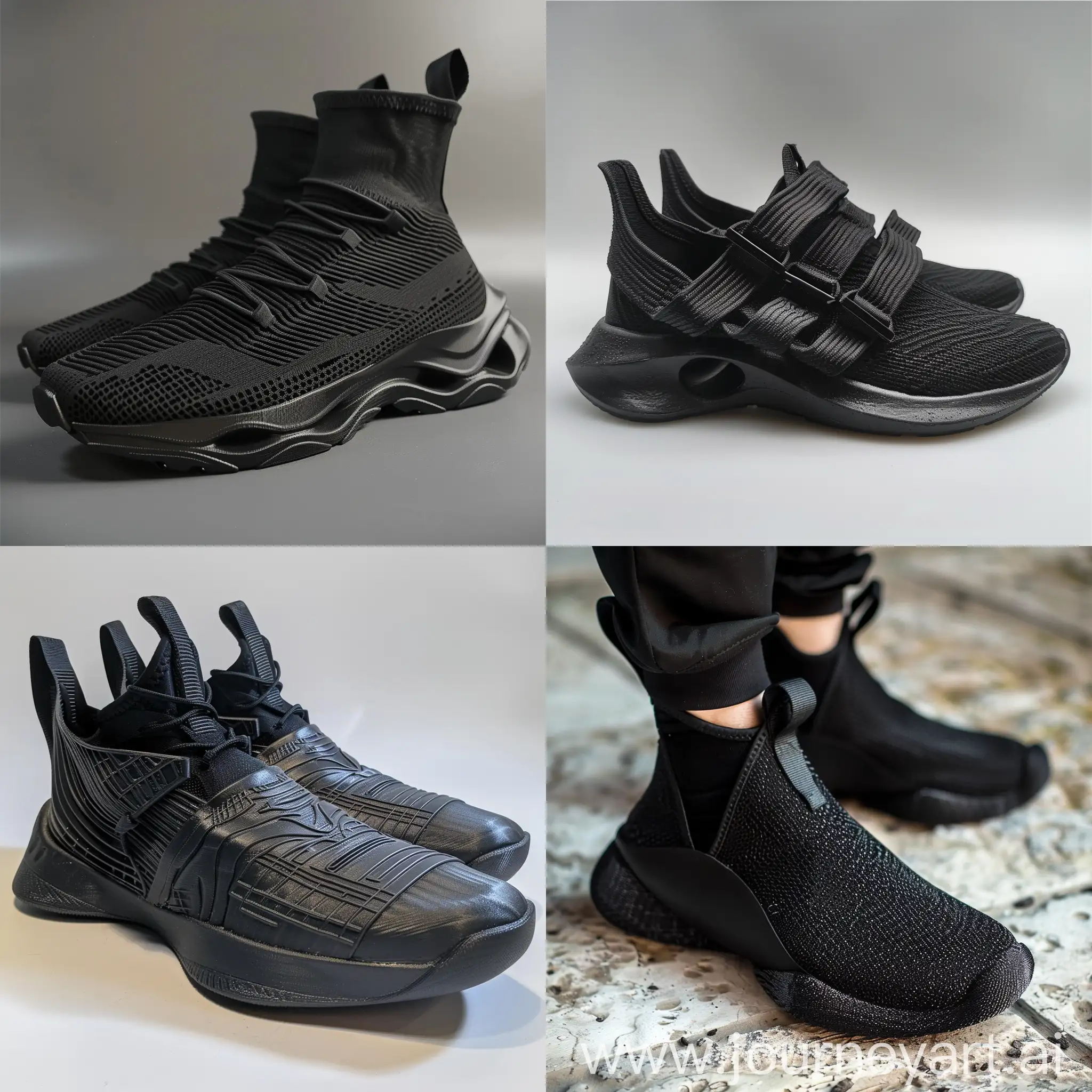 3D-Printed-Ancient-EgyptInspired-Black-Sneakers-with-Futuristic-Design
