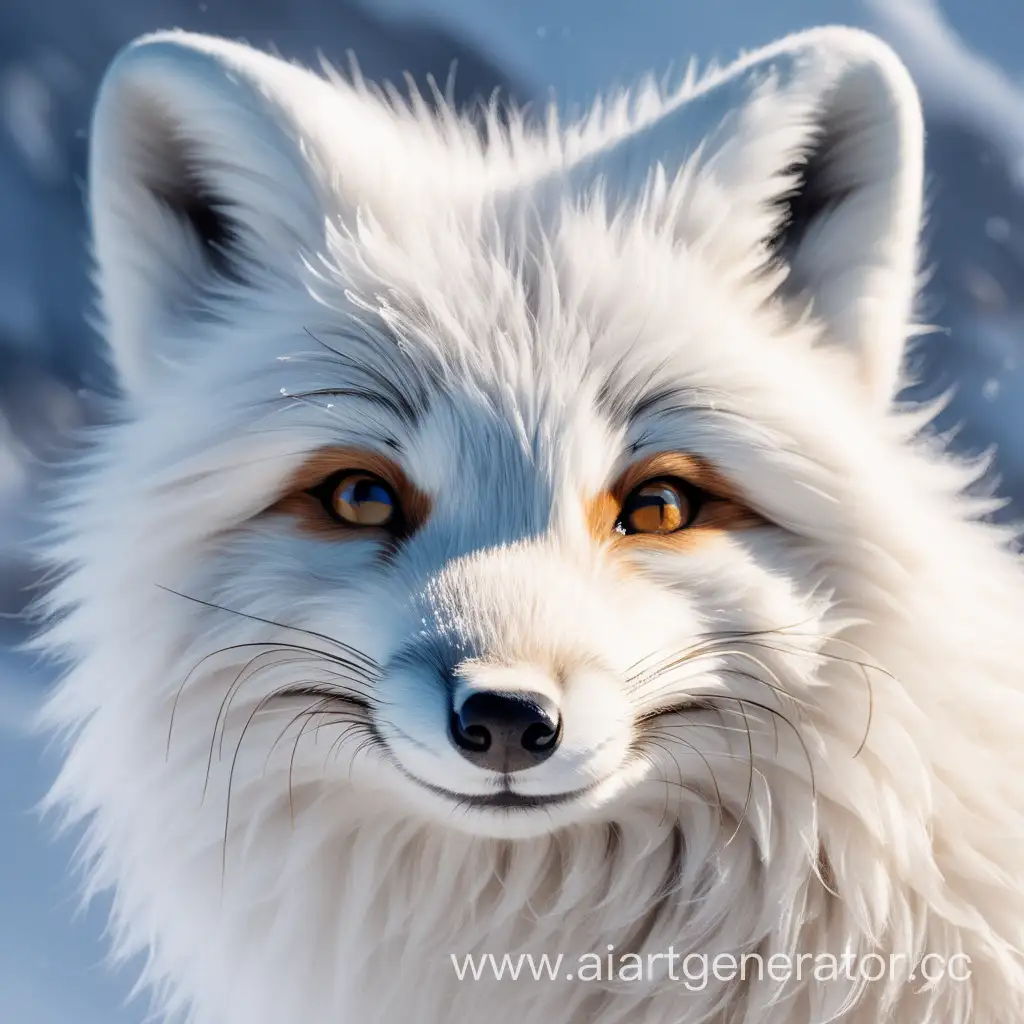 create a picture of a smiling arctic fox face