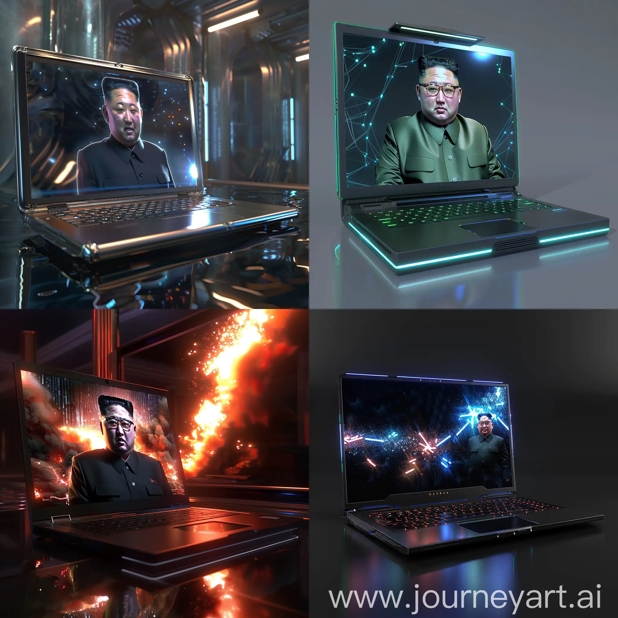 Futuristic-UltraModern-Kim-Jongil-with-Nanotechnology-Laptop