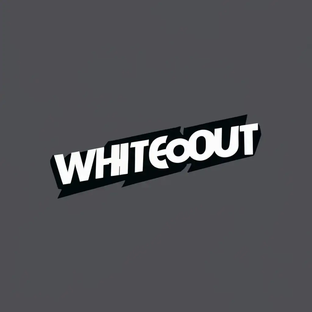 logo, A sharp, bold logo in black and white, with the text "WhiteOut", typography, be used in Entertainment industry