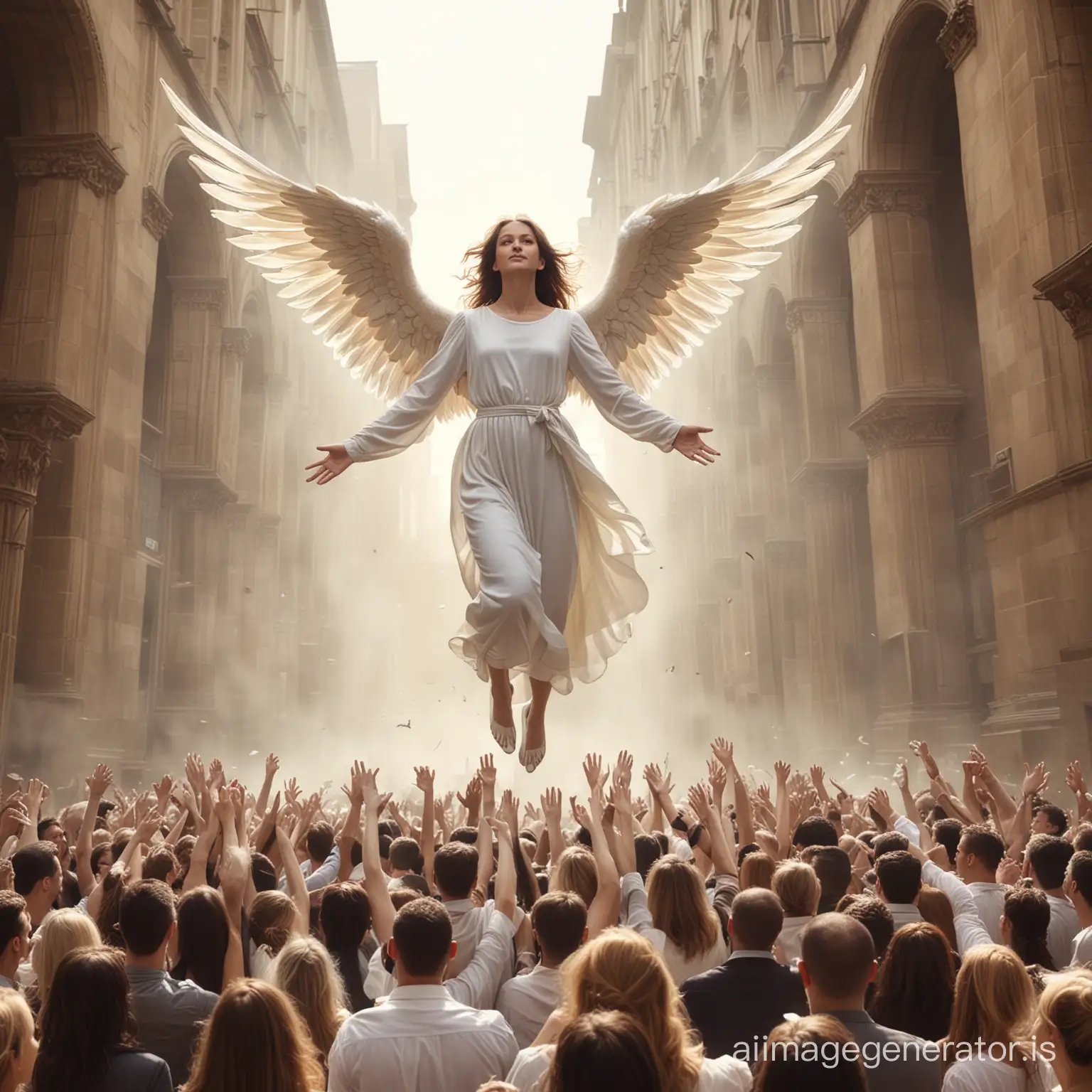 ANGEL FLYING AROUND THE PEOPLE