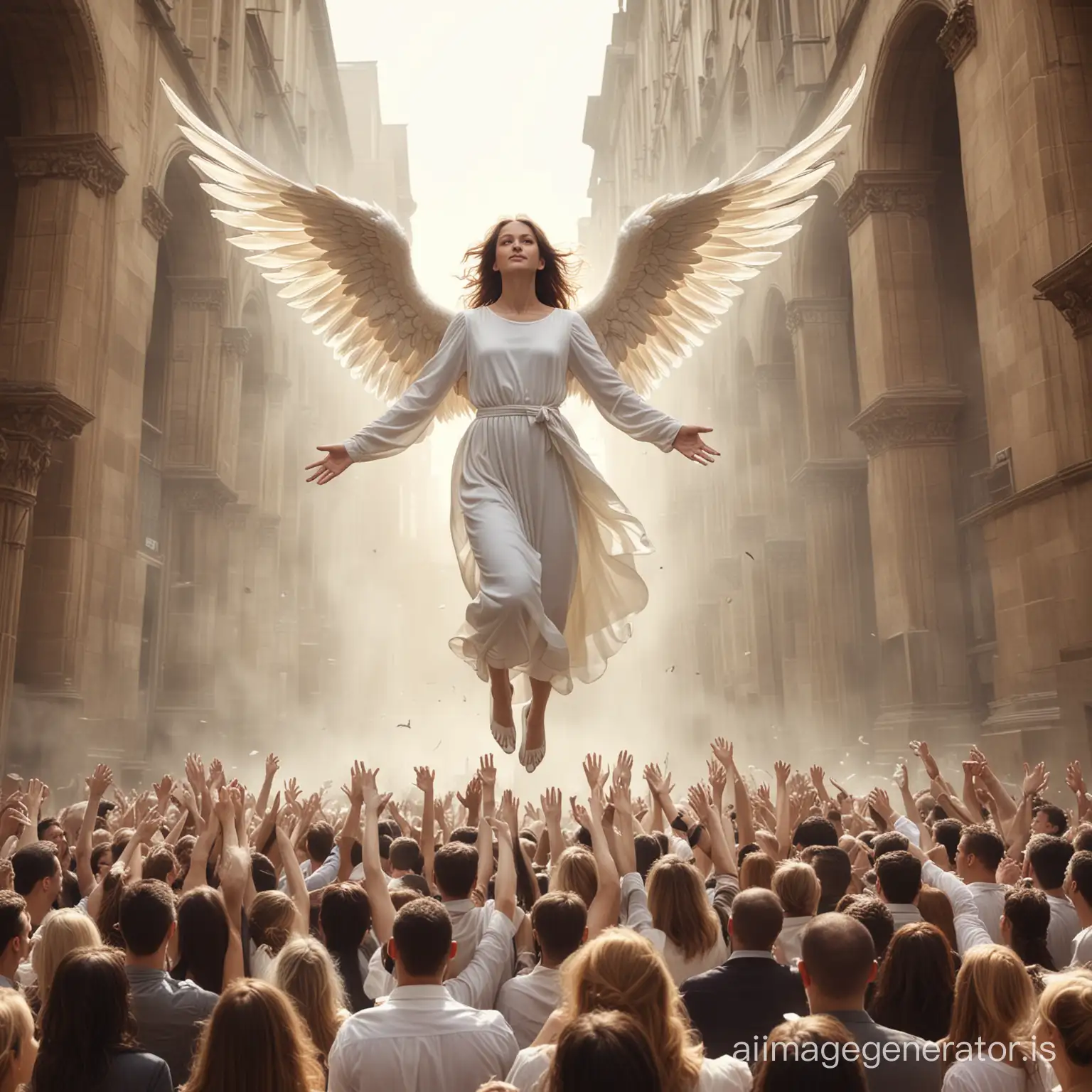 ANGEL FLYING AROUND THE PEOPLE

