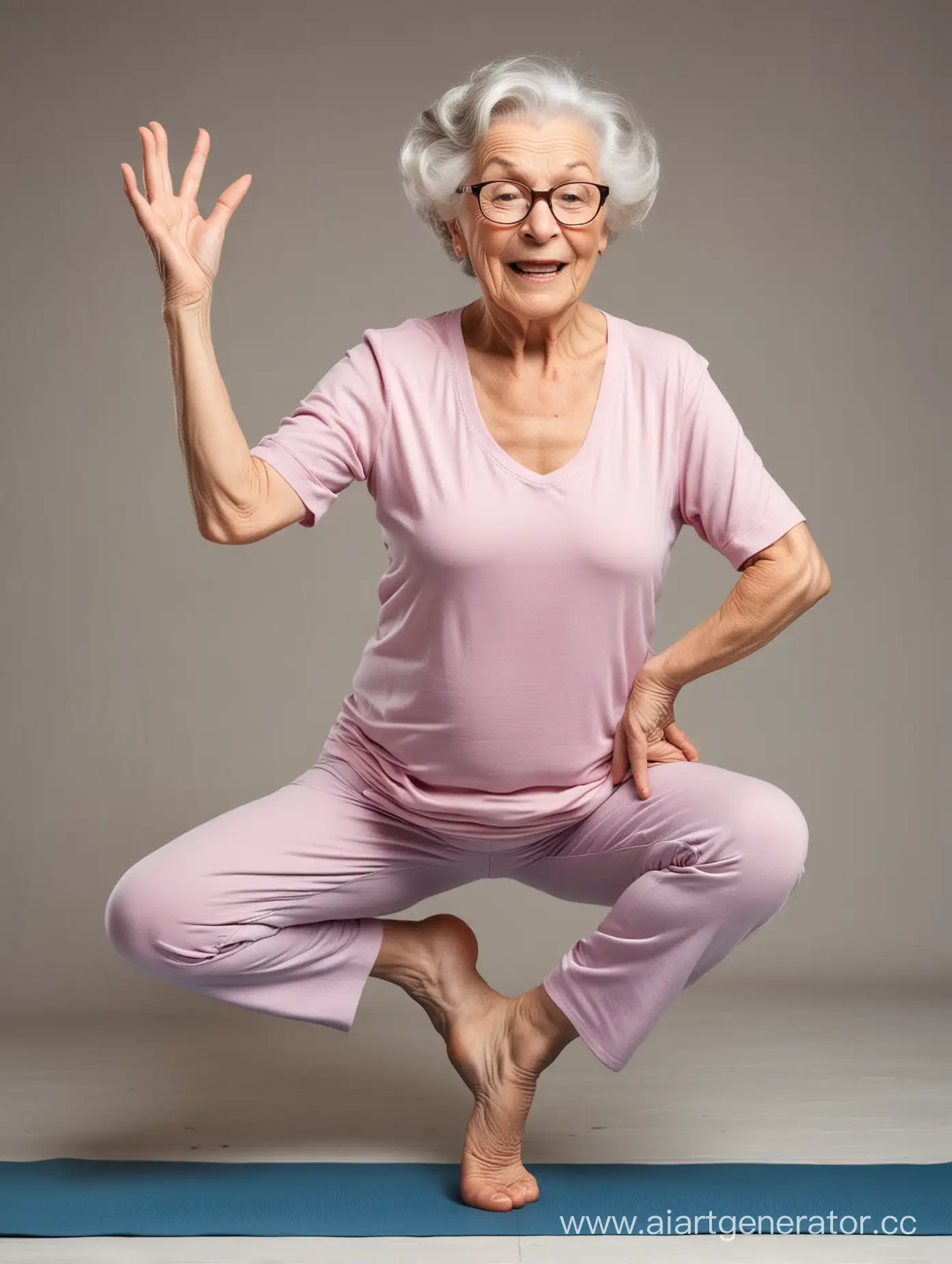 Joyful-Elderly-Woman-Practicing-Yoga-with-Playful-Expression