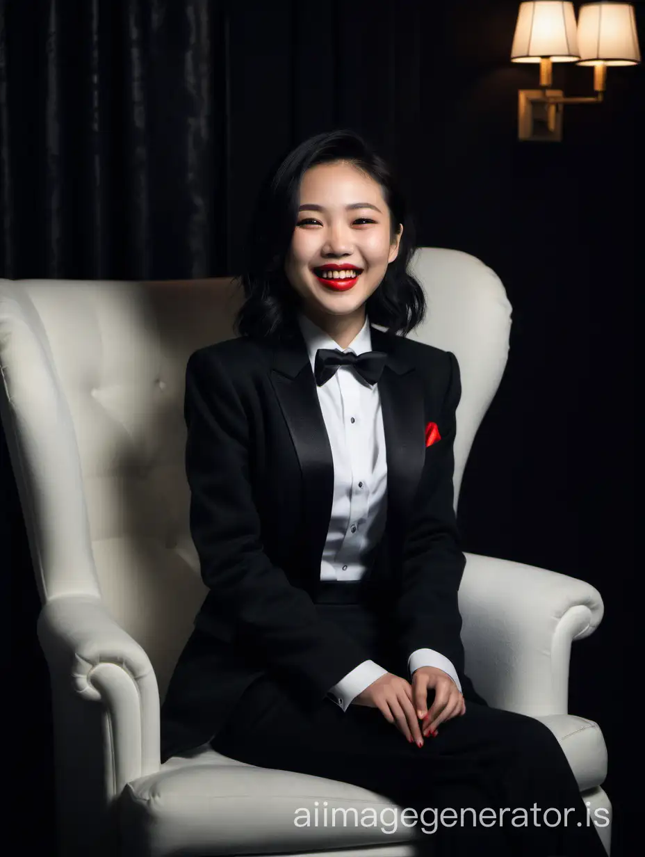 Stylish-Chinese-Woman-Laughing-in-Elegant-Tuxedo