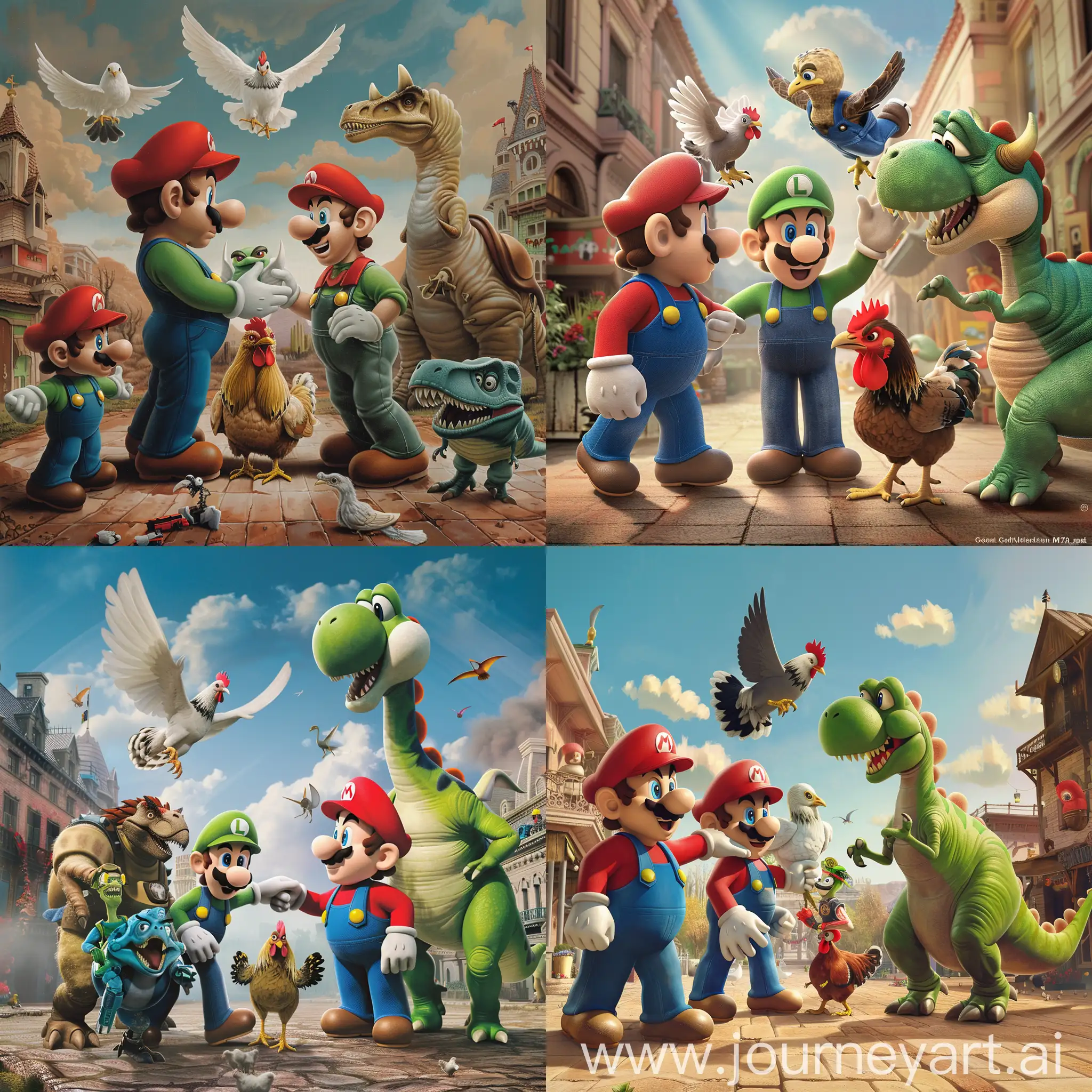 Mario-and-Friends-Meet-Sully-and-Dinosaurs-in-Joyful-Reunion