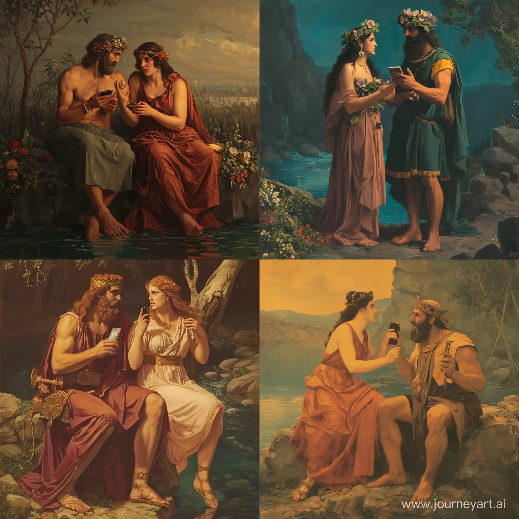 Hades-and-Persephone-Capturing-Eternal-Moments-by-the-River-Styx-with-a-Cellphone