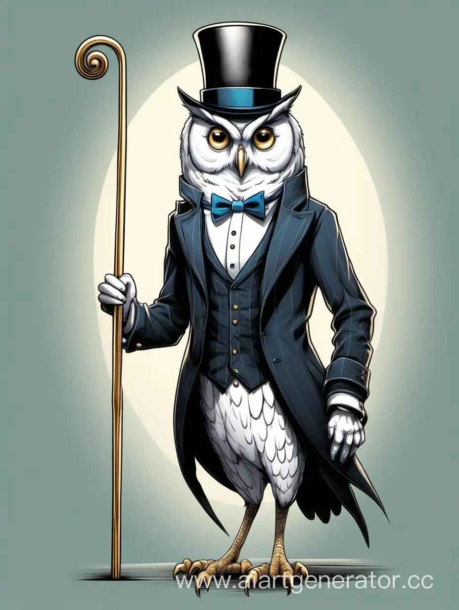 Elegant-Smiling-Owl-in-Top-Hat-and-Cane