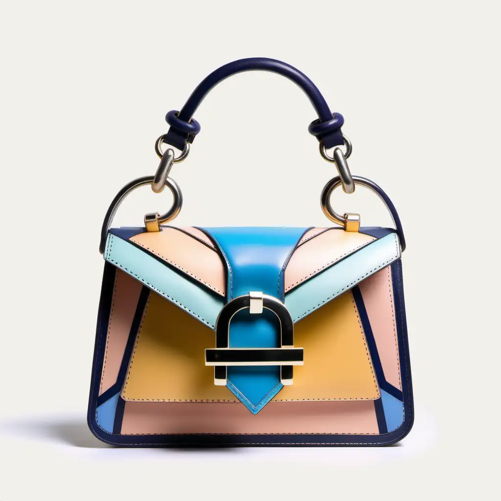 Luxury Geometric Leather Bag with Sicilian Maiolica Inspired Design