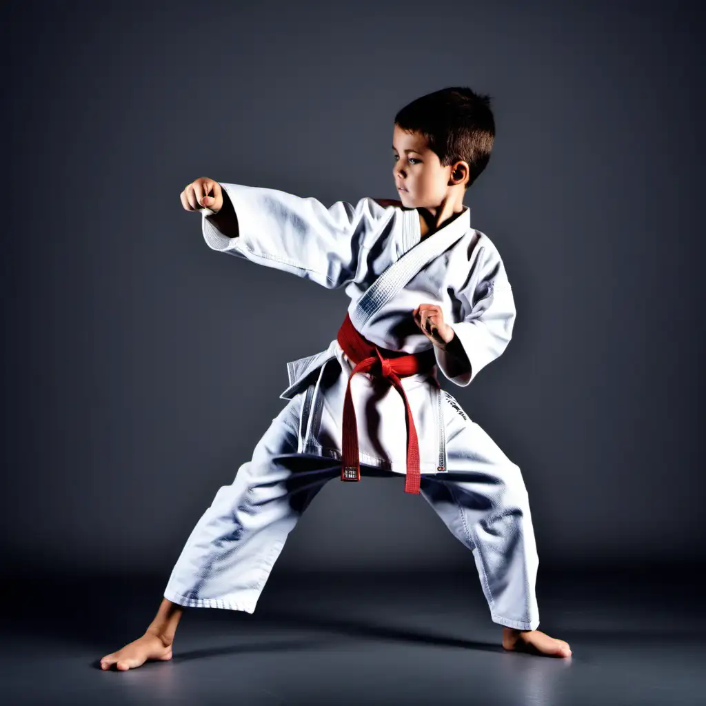 Young Karate Practitioner Training with Determination