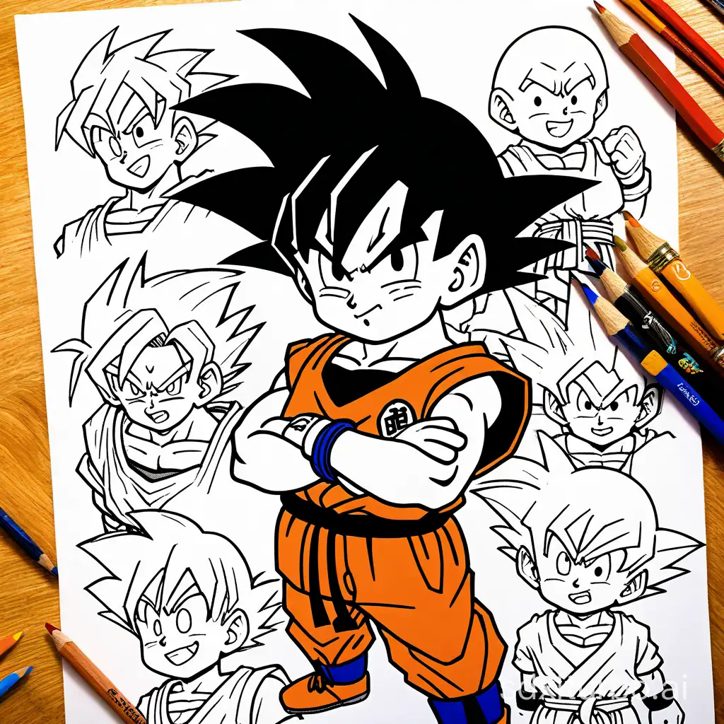 Draw a picture, featuring Akira Toriyama and his cartoon character Goku