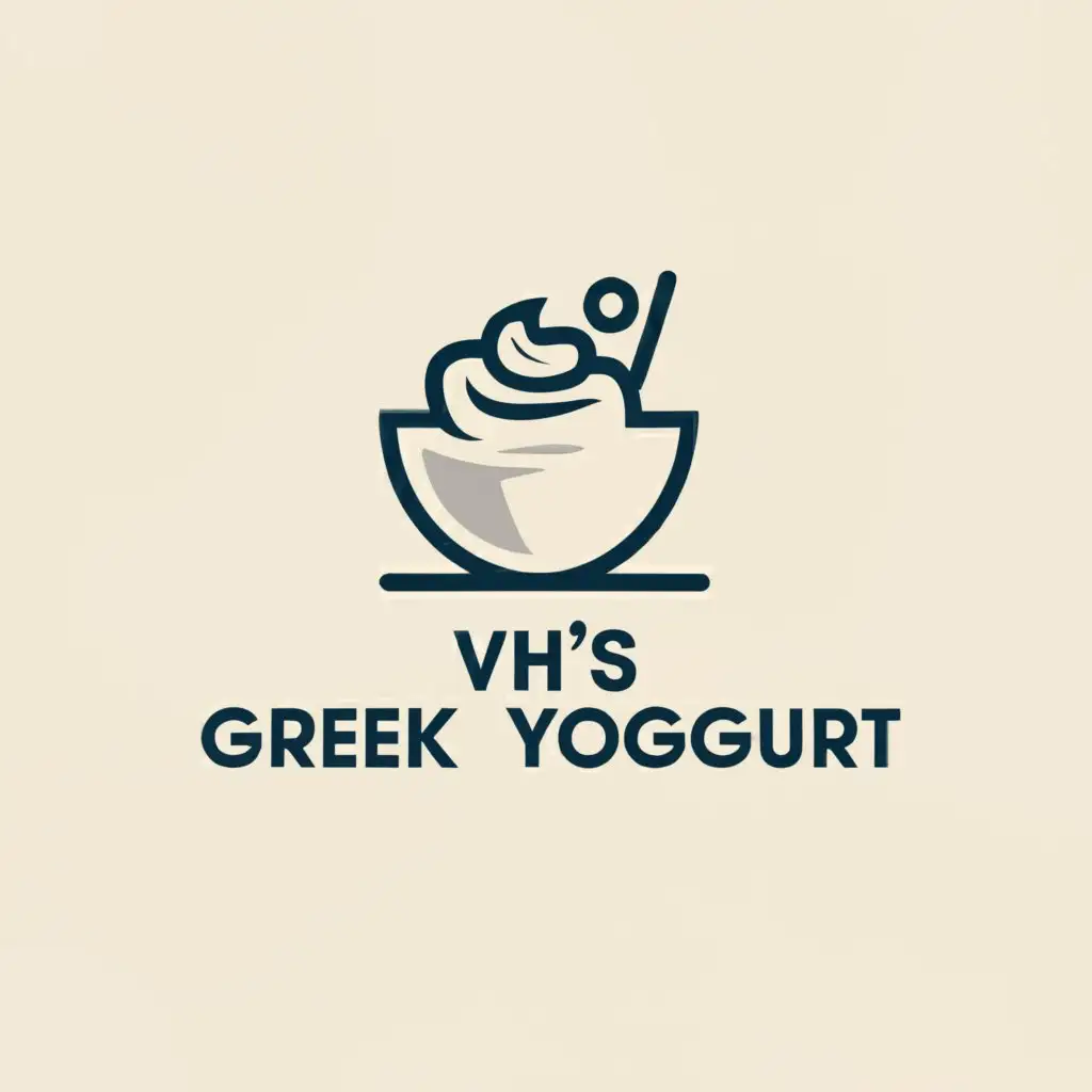 a logo design,with the text "VH's Greek Yogurt", main symbol:Greek Yogurt,Minimalistic,clear background