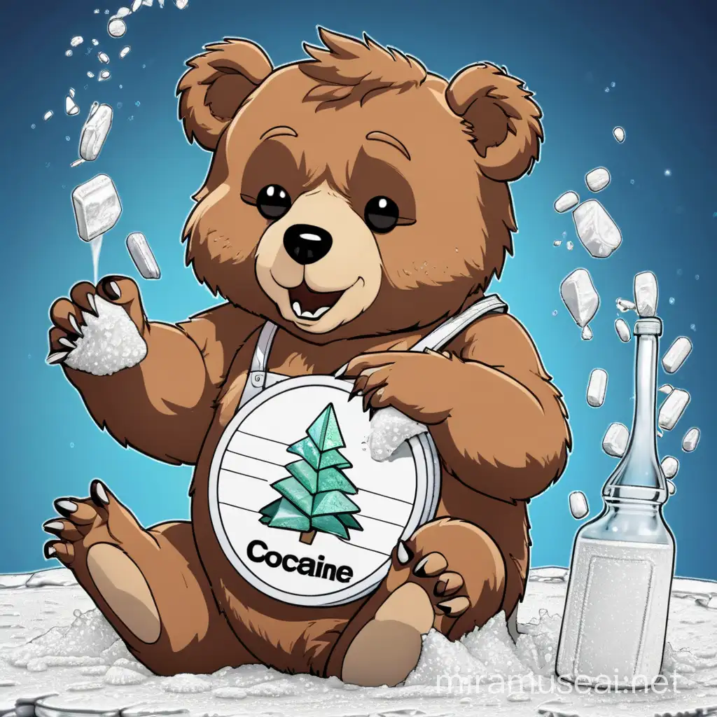 CocaineLoving Bear Hilarious and Adorable Crypto Memecoin Concept