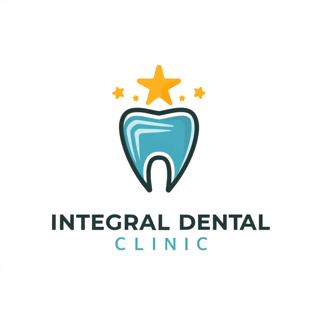 a logo design,with the text "Integral Dental Clinic", main symbol:Dental Instruments
tooth
stars
,complex,be used in Medical Dental industry,clear background