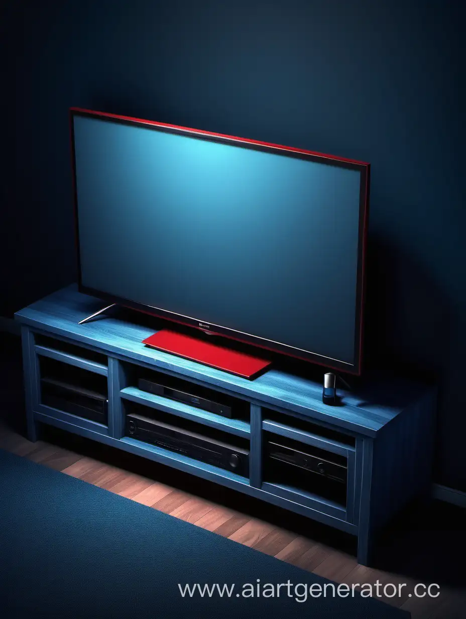 HighTech-Isometric-TV-Stand-with-65-LED-Television-in-Blue-and-Gray-Tones
