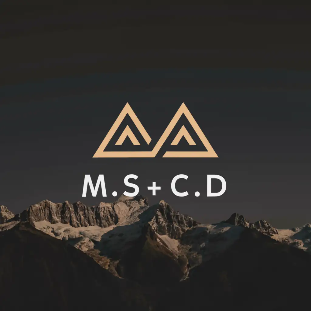 a logo design,with the text "M.S + C.D", main symbol:mountains,complex,be used in Travel industry,clear background