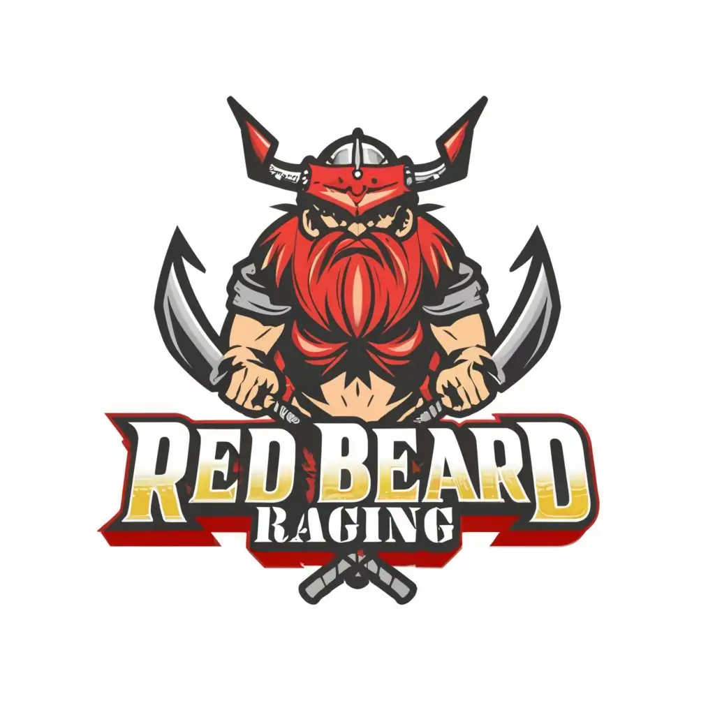a logo design,with the text "Red Beard Raging", main symbol:angry viking,complex,be used in Entertainment industry,clear background