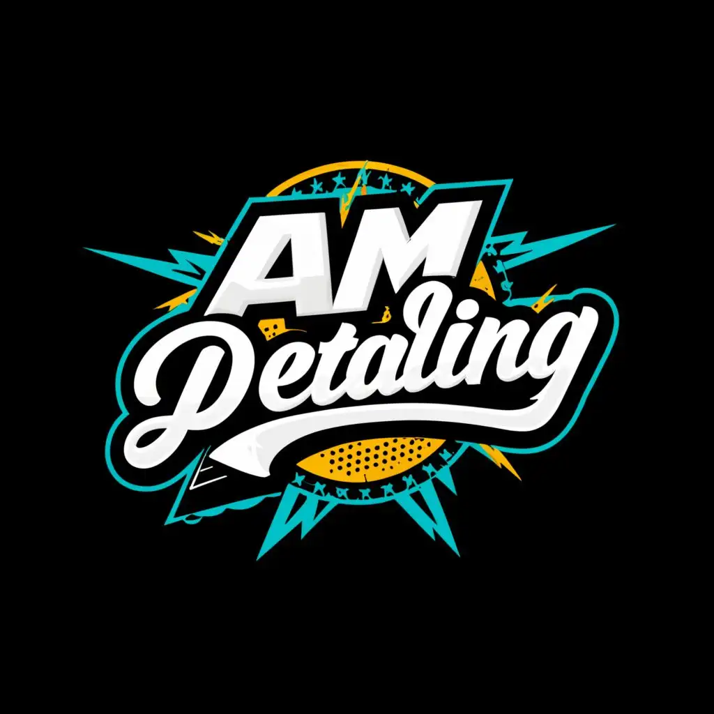 logo, "AM Detailing" Typography, Supercars, Energy, graffiti, typography, fashion, illustration, with the text "AM Detailing", typography
