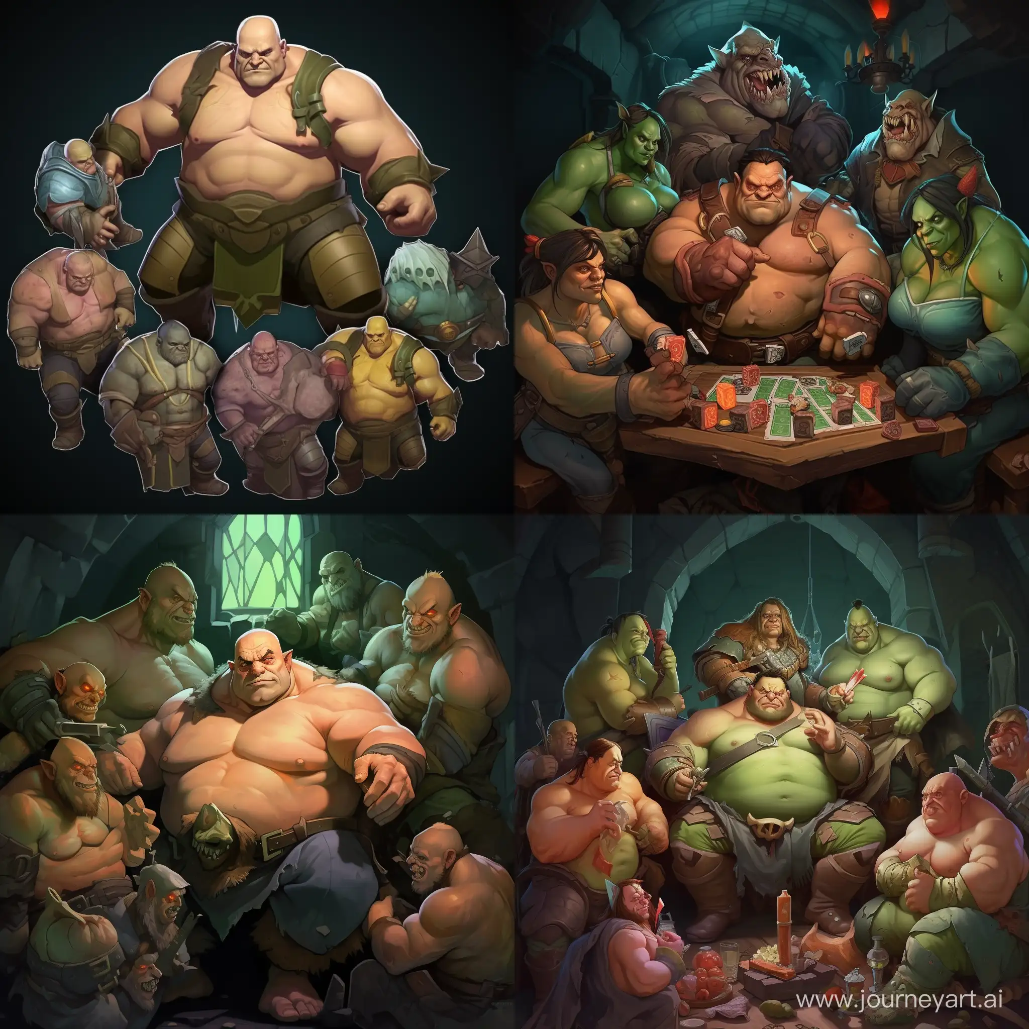pudge the game Dota 2. several pairs of hands, several pairs of legs, faces from the chest, color pale green, location inside the castle