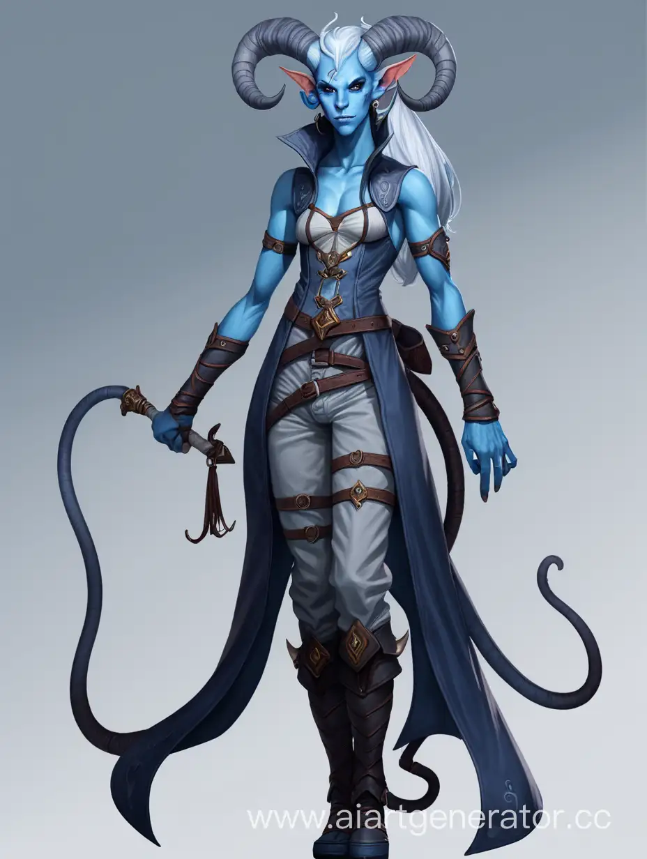 Majestic-Tiefling-Woman-with-Blue-Skin-and-Gray-Hair