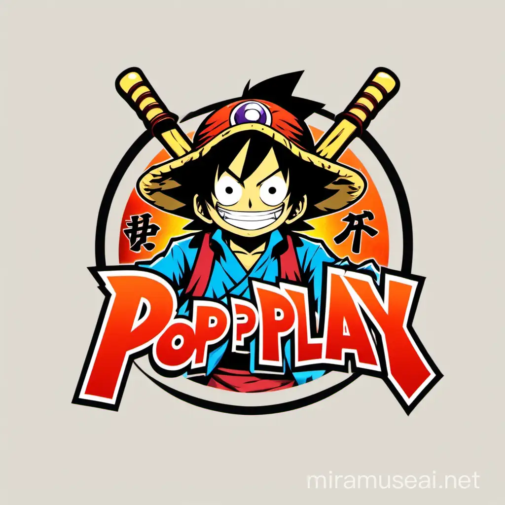 Anime Mashup Logo Design POPPLAY Featuring Demon Slayer Luffy and Digimon