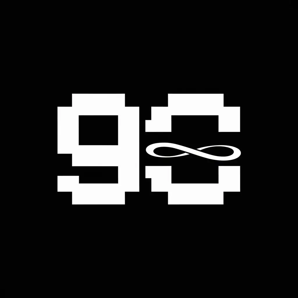 Pixelated 9c Character Logo on Black Background
