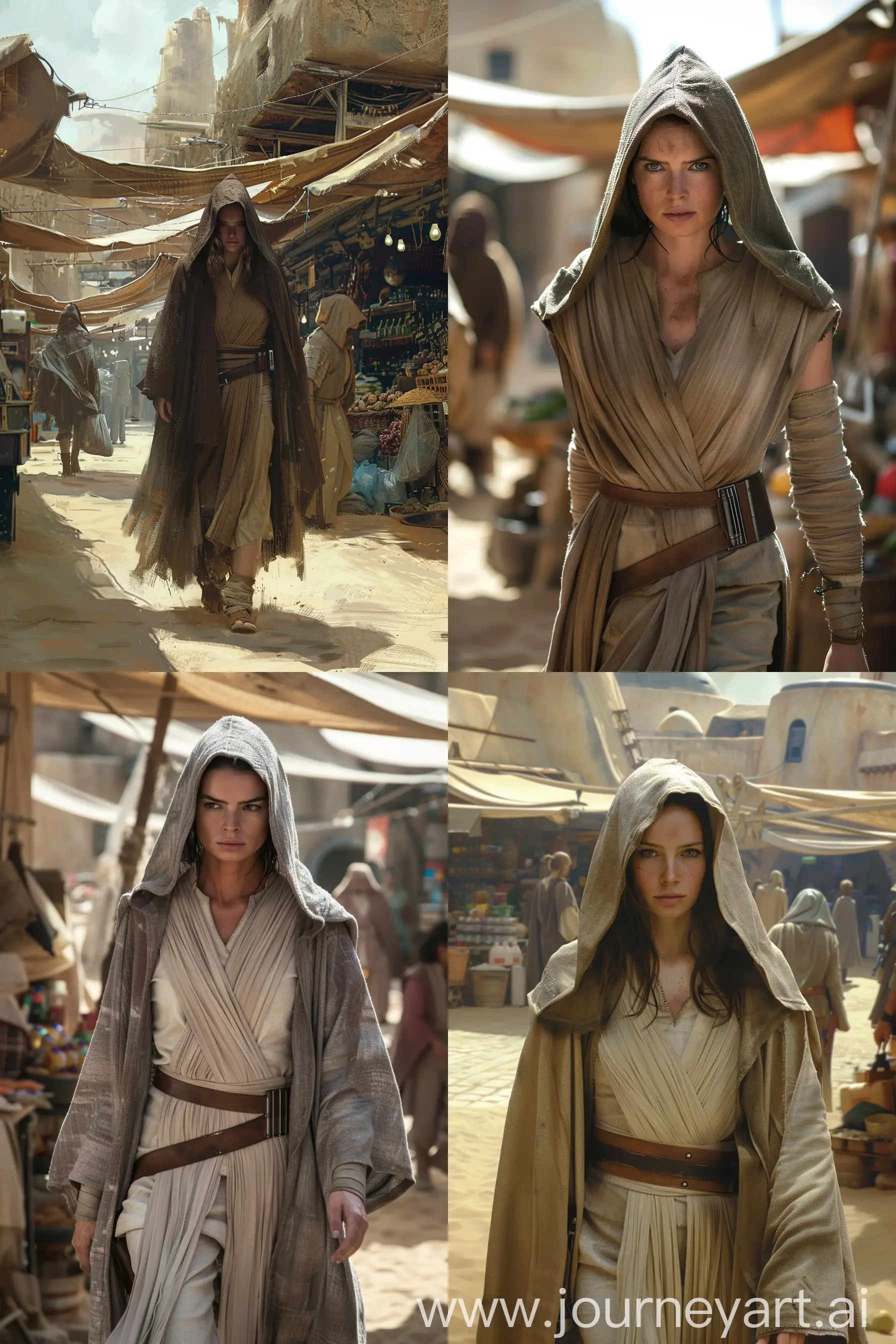 Courageous-Female-Jedi-Navigating-Tatooine-Market