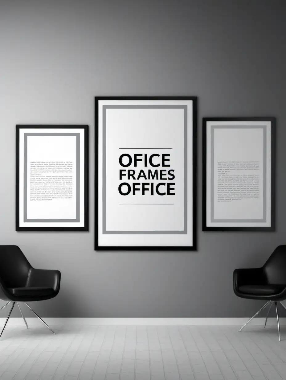 Professional Office Decor Art Wall Mockup with Three White Frames